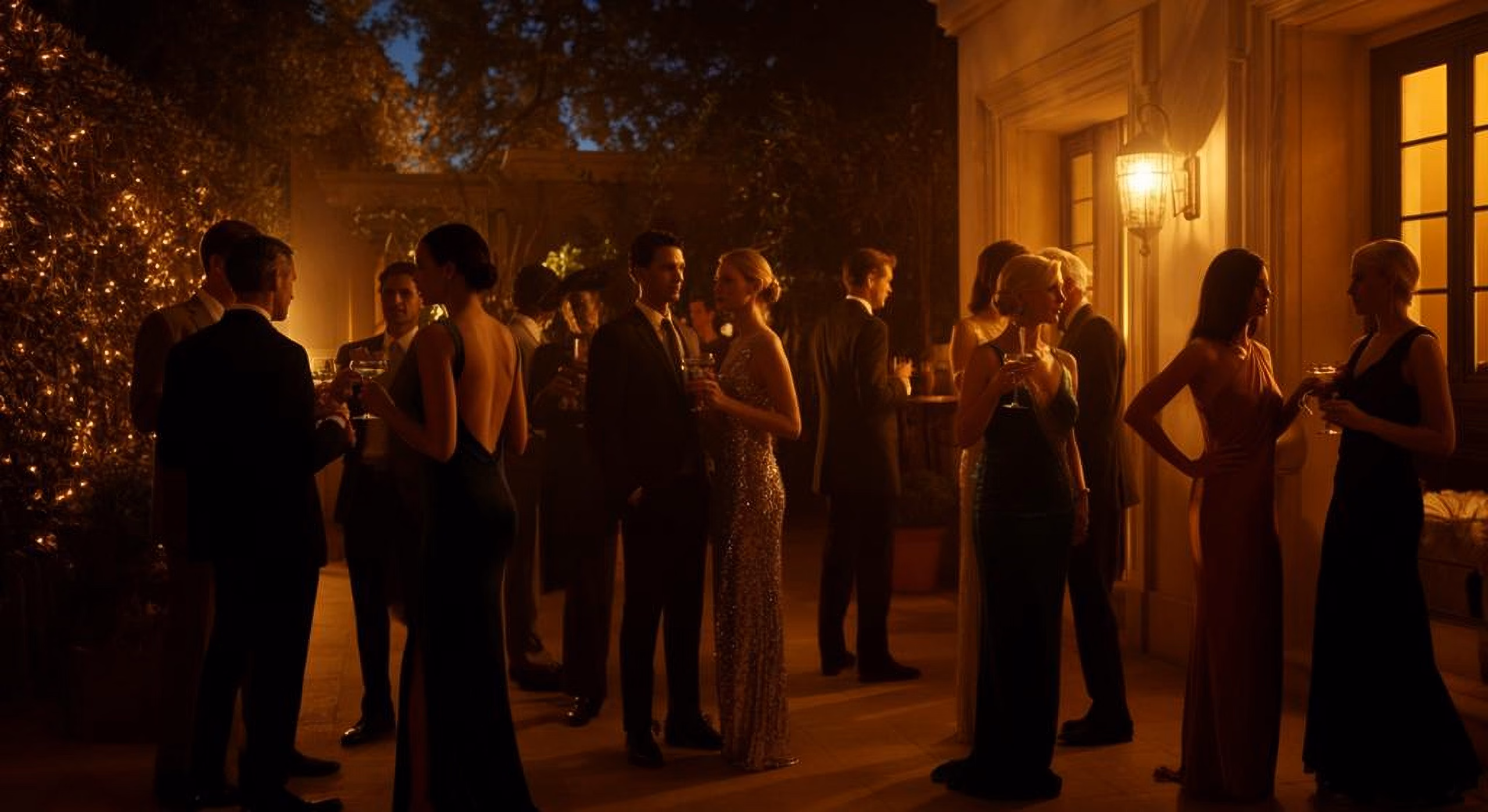 Candlelit estate entrance — evening event