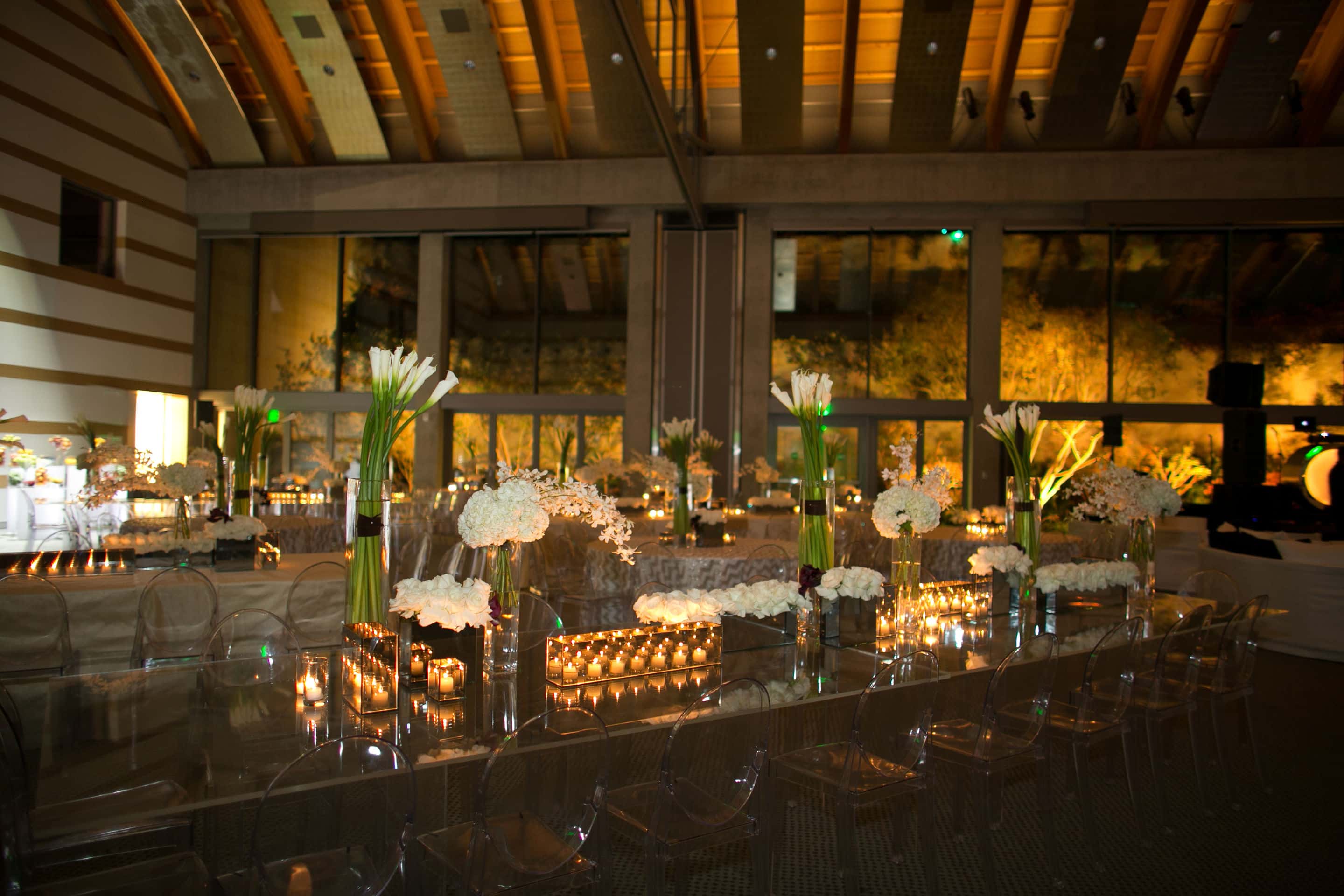 Long floral dinner table — luxury event Los Angeles